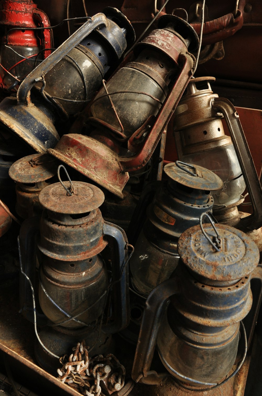 gray lantern lamp lot close-up photography