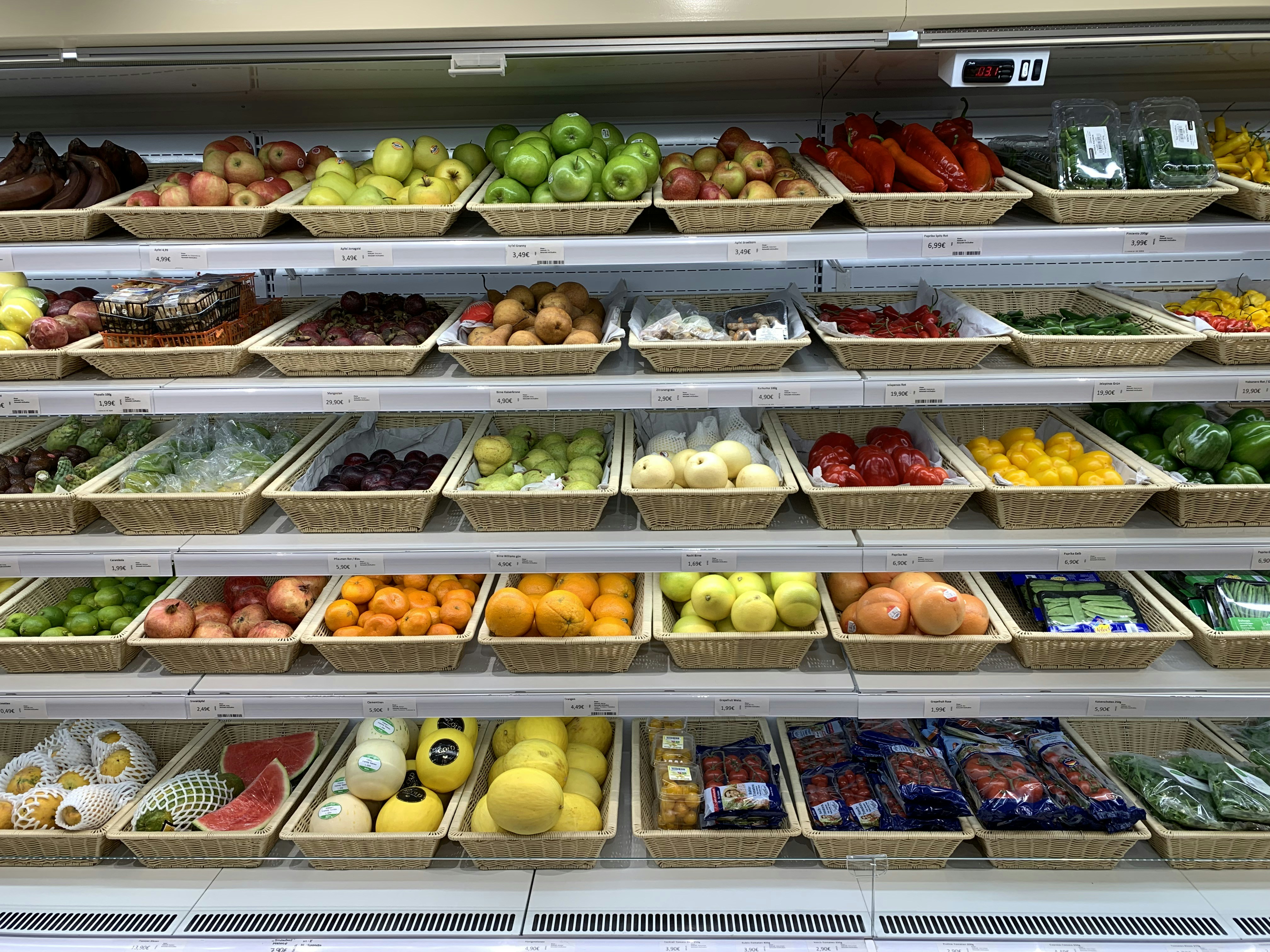 African grocery store interior with colorful produce and shelves
