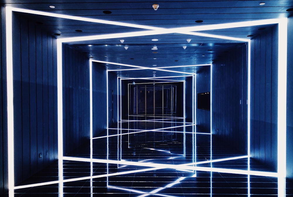 hallway with LED lights