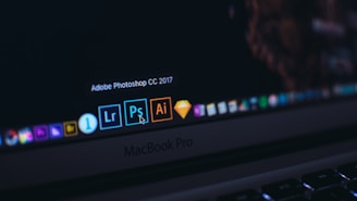 Creative software icons like Photoshop, Illustrator, and Premiere on a clean white background.