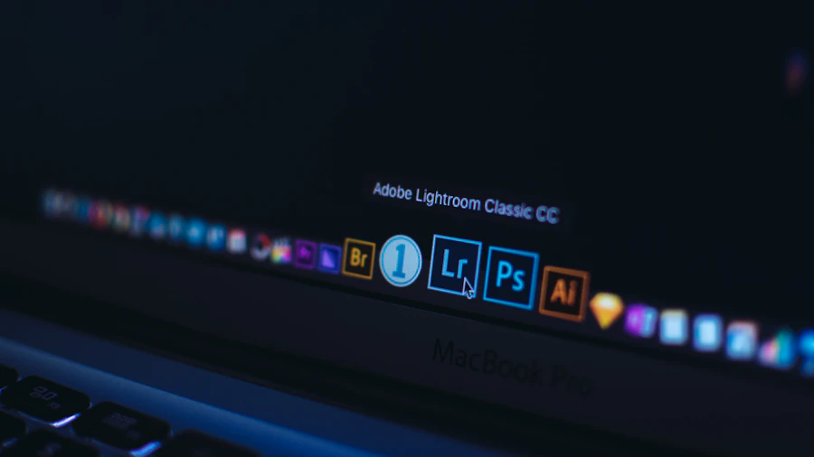 MacBook Pro on a workspace desk representing the built-in macOS tools for converting HEIC photos to JPEG format
