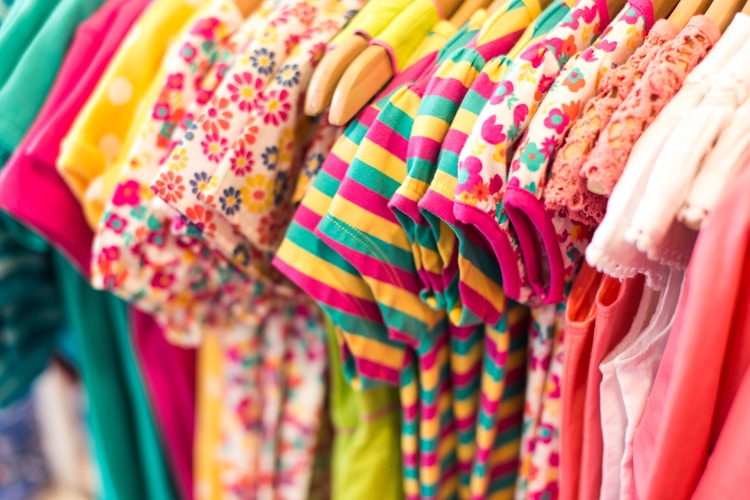 Children's clothing on hangers