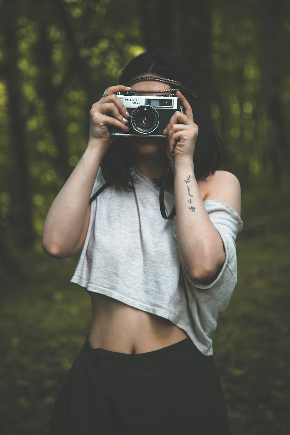 woman holding camera