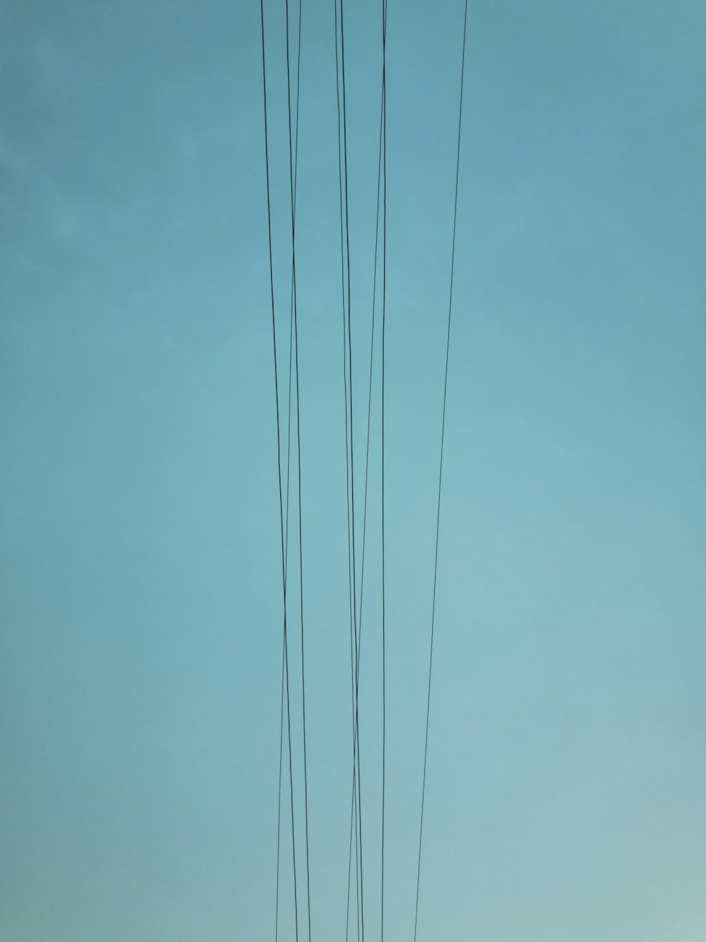 several cables under clear green sky