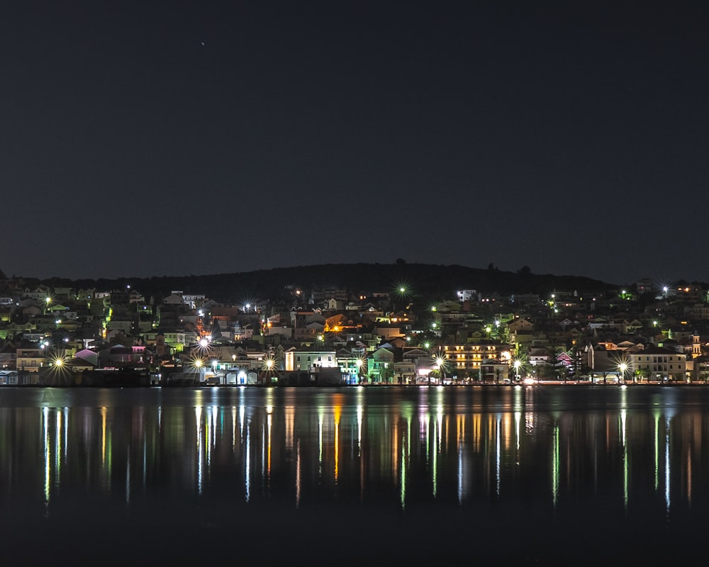 landscape photo of a village skyline at night