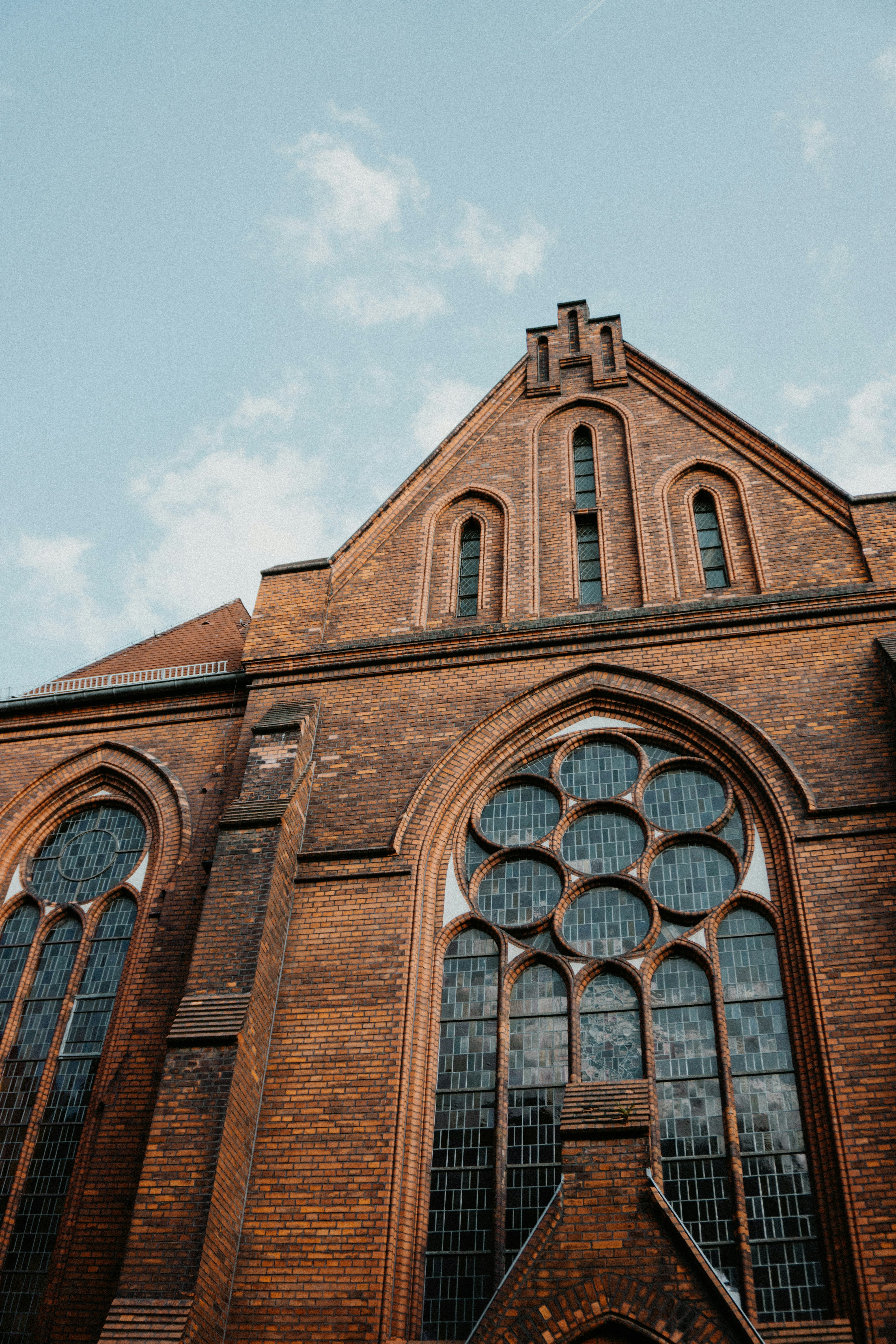 brown brick church building