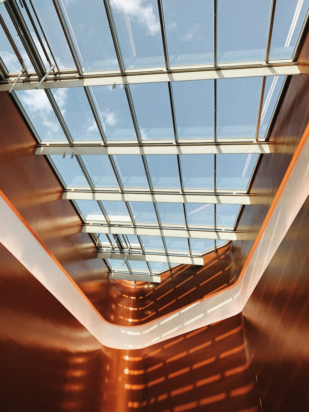 a view of a skylight in a building