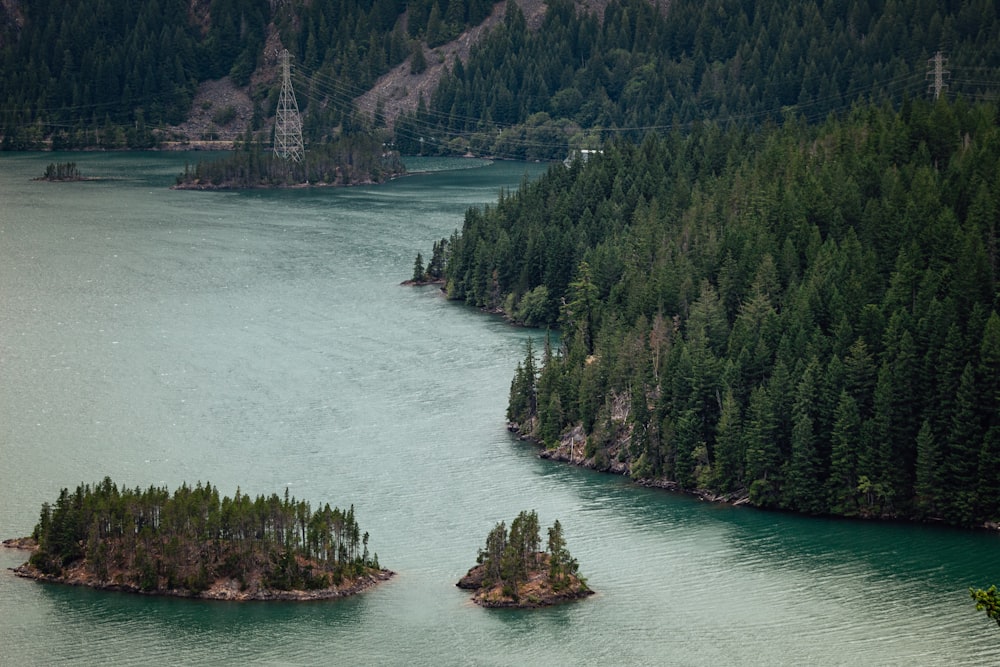 aerial view photo of two islands on body of water