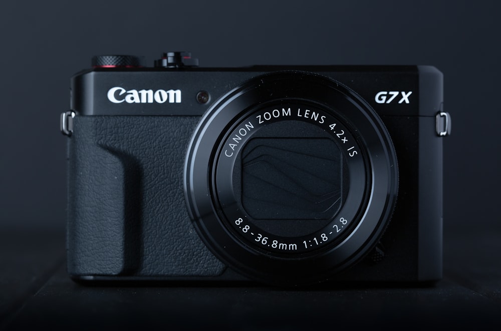 black Canon DSLR camera