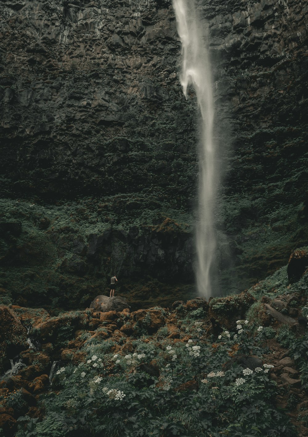 Persona in piedi vicino alla cascata