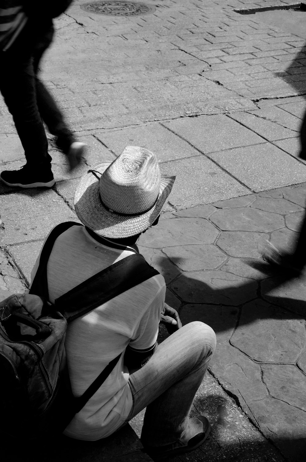 grayscale photo of person wearing cowboy hat