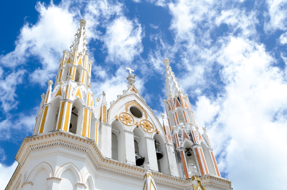 low angle photography of church