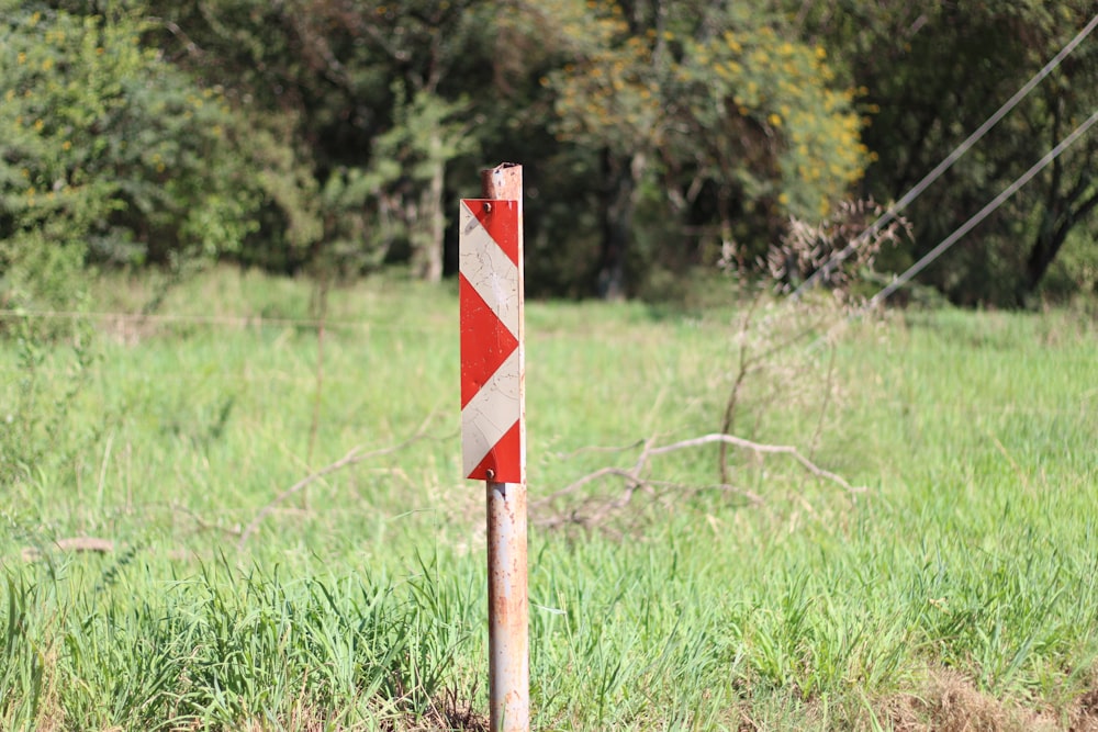 red and white road signage