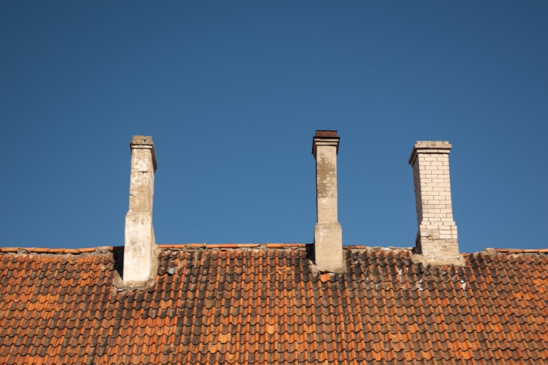 Concrete ventilation stacks on a rooftop