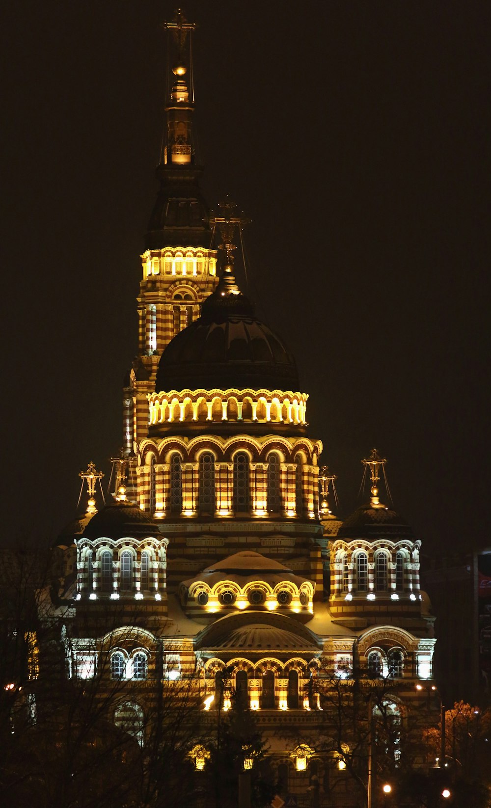 gold building during nighttime