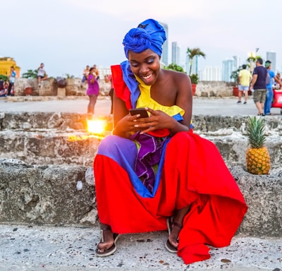 woman wearing yellow and red dress