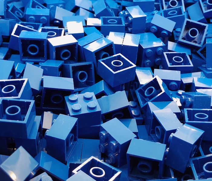 blue plastic building blocks