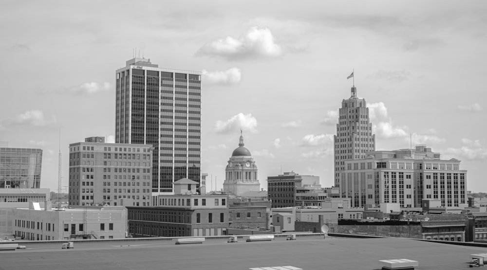 grayscale photo of buildings during daytime