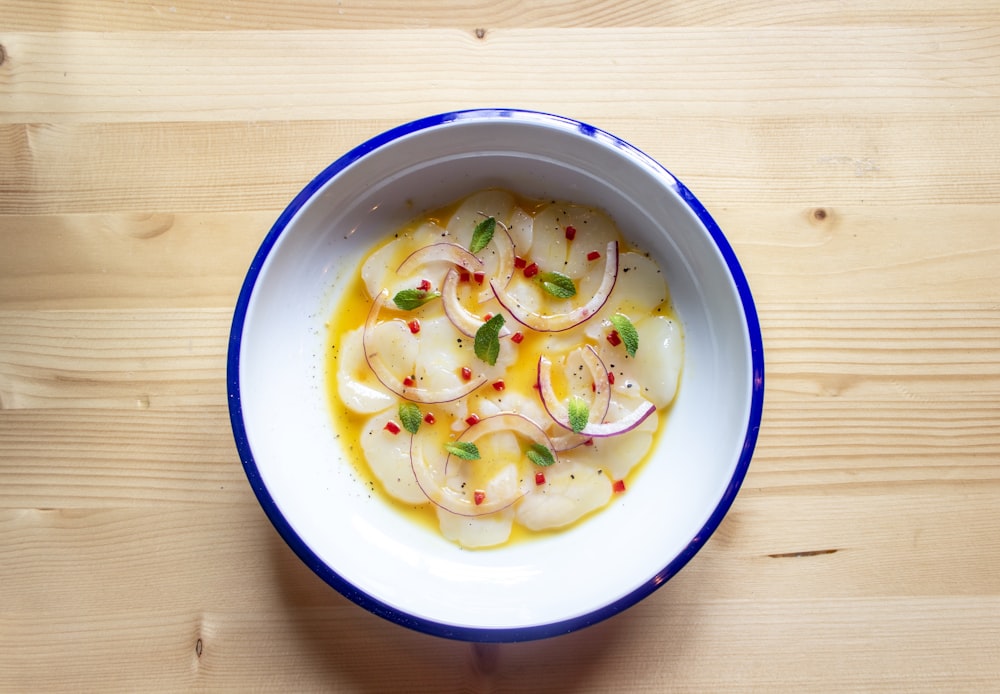 flat lay photography of bowl of food