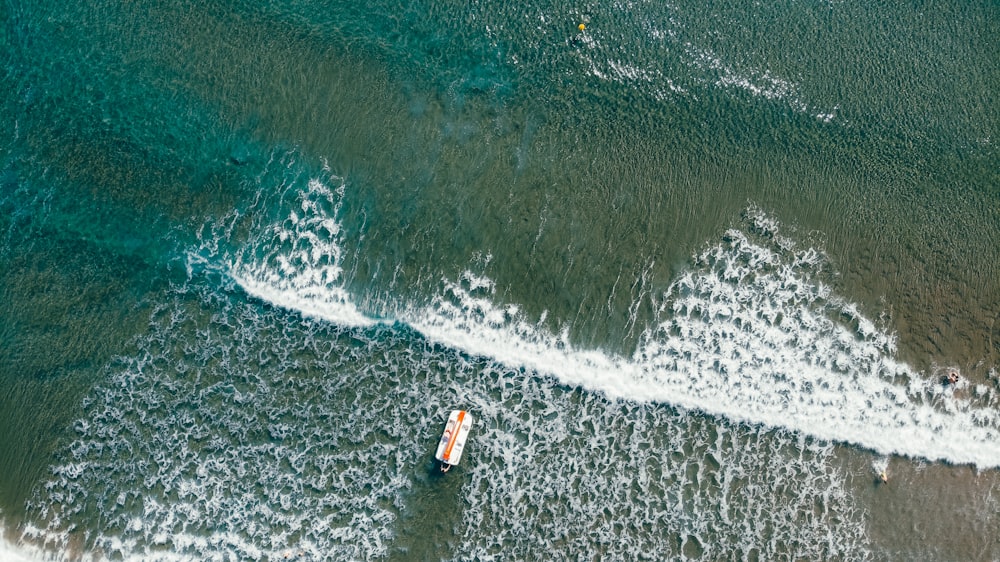boat on water in aerial photo