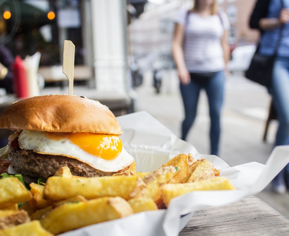 hamburger and fries