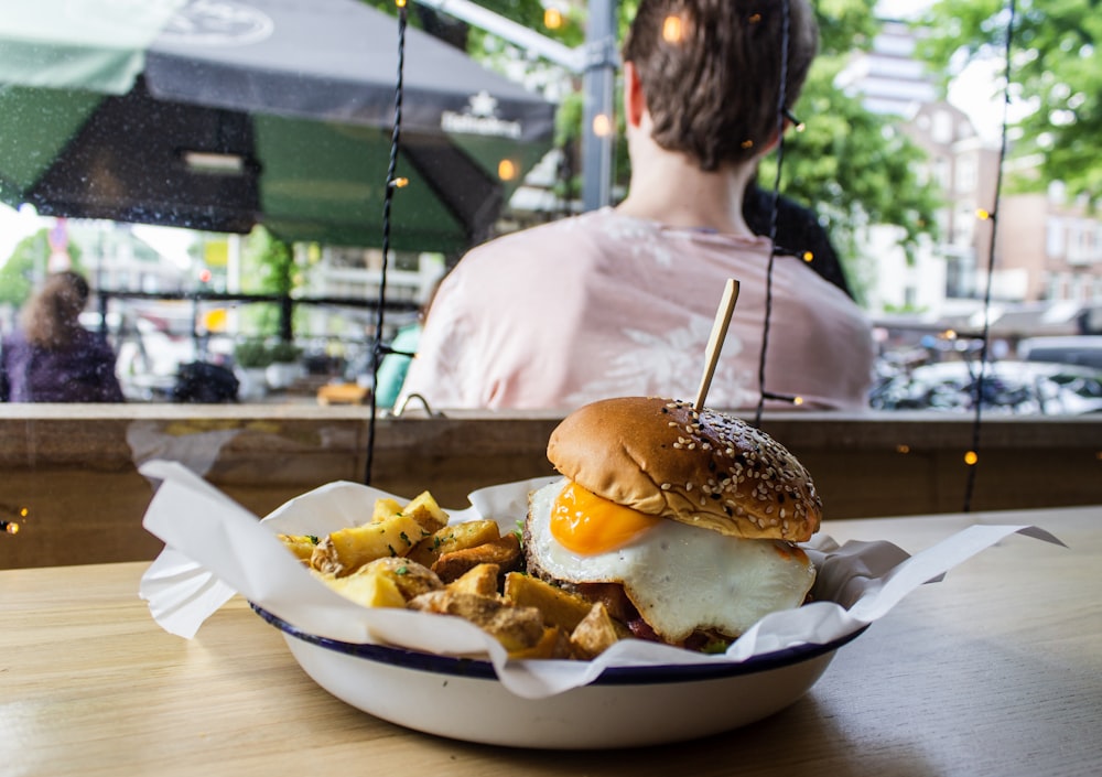 burger with sunny side up egg