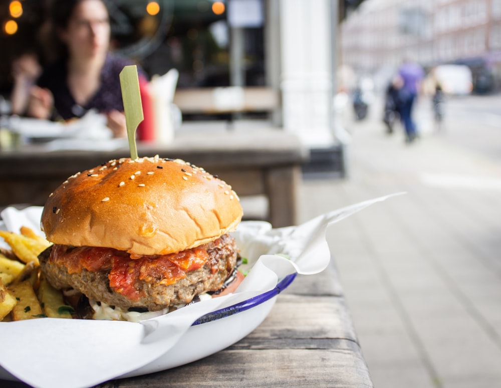 hamburger on plate