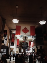 flag of Canada in room close-up photography