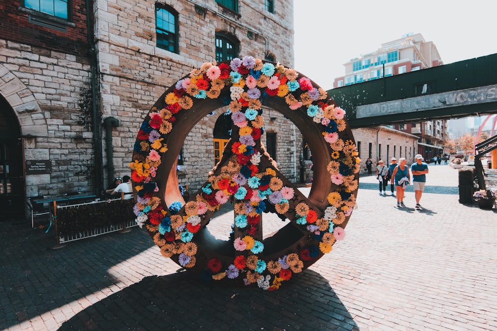 multicolored floral peach decor outdoor during daytime