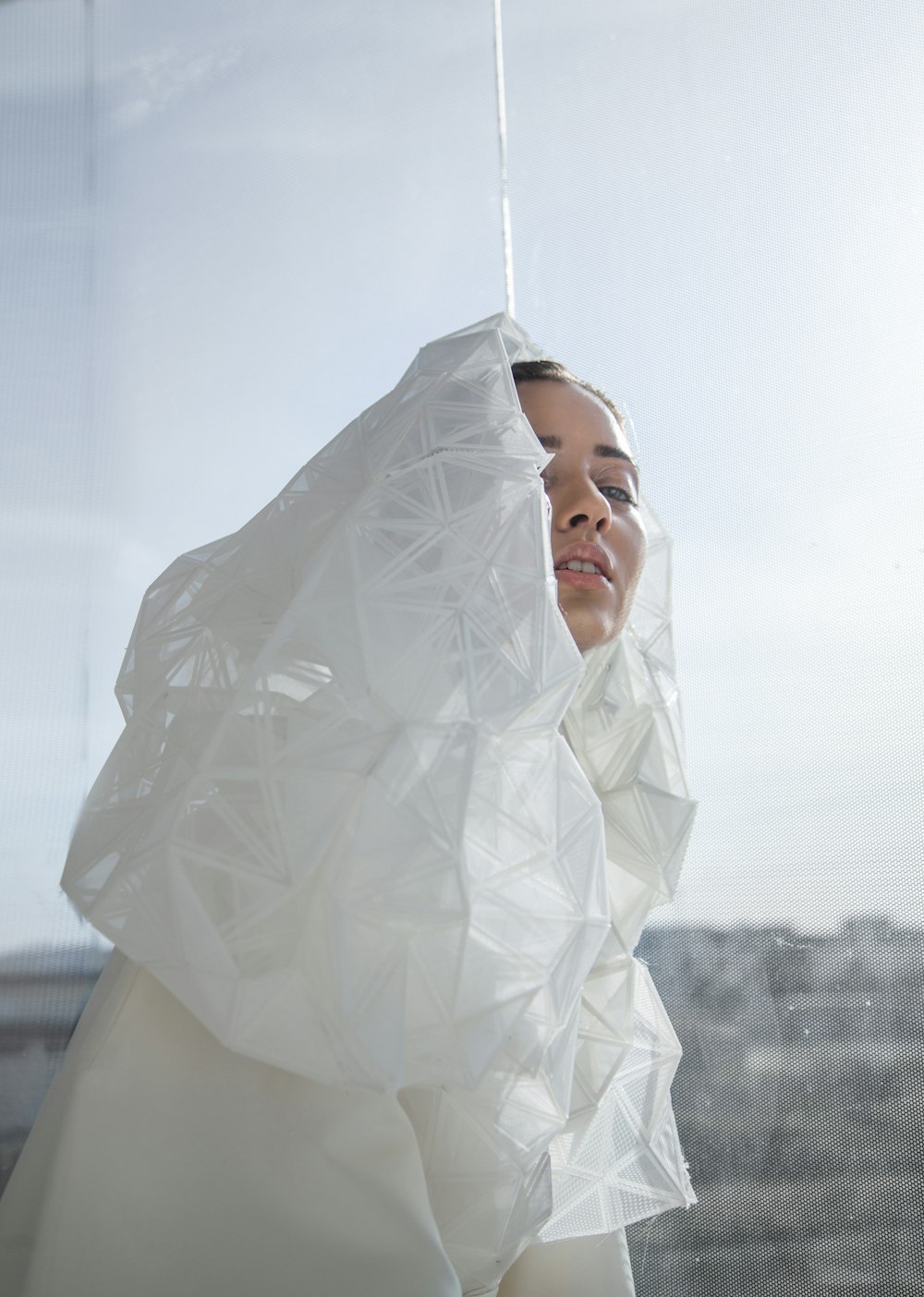 woman with white veil