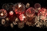 yellow and red fireworks
