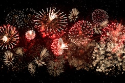 yellow and red fireworks