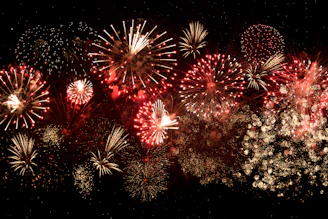 yellow and red fireworks