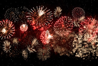 yellow and red fireworks