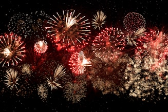 yellow and red fireworks