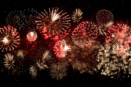 yellow and red fireworks