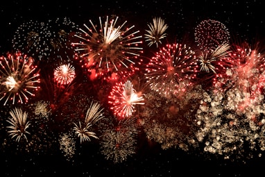 yellow and red fireworks
