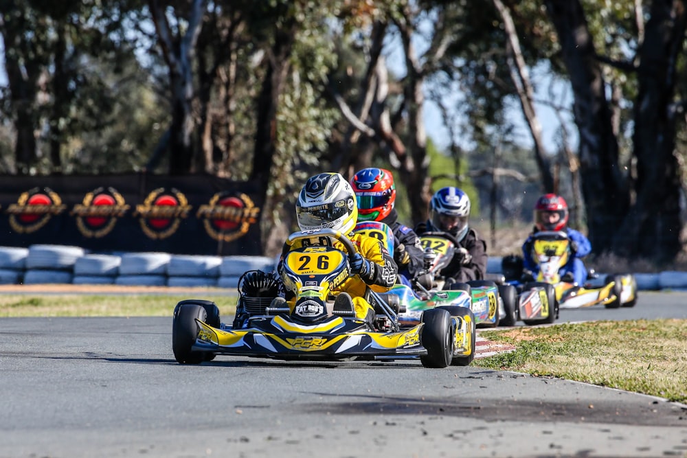 four race carts in assorted colors