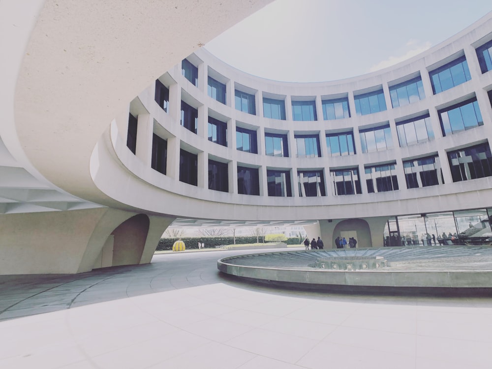 fountain at the middle of round building