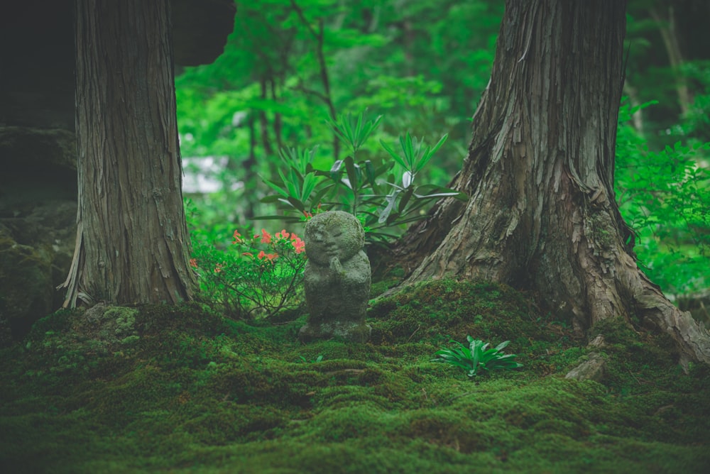 shallow focus photography of green statue