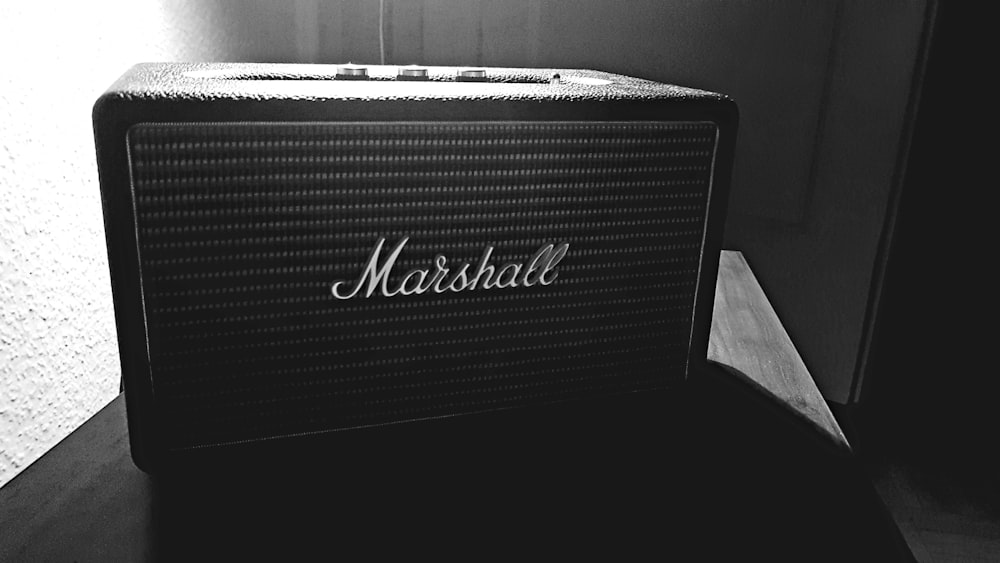 black Marshall guitar amplifier speaker