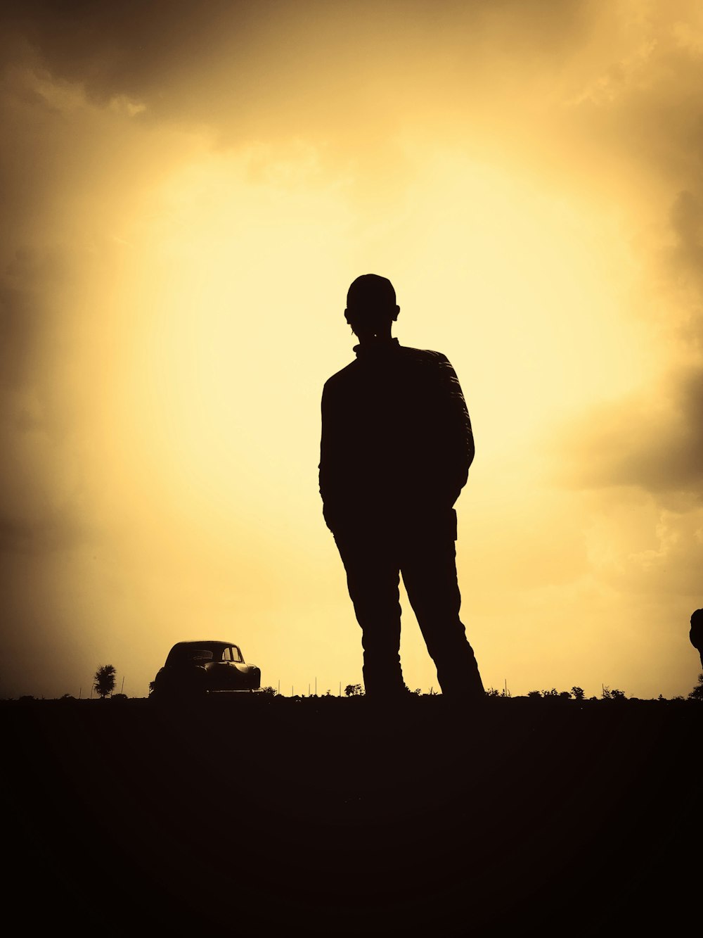 silhouette photography of man