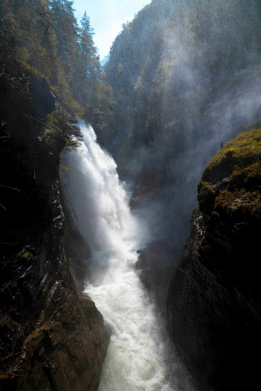 high-angle photo of waterfalls