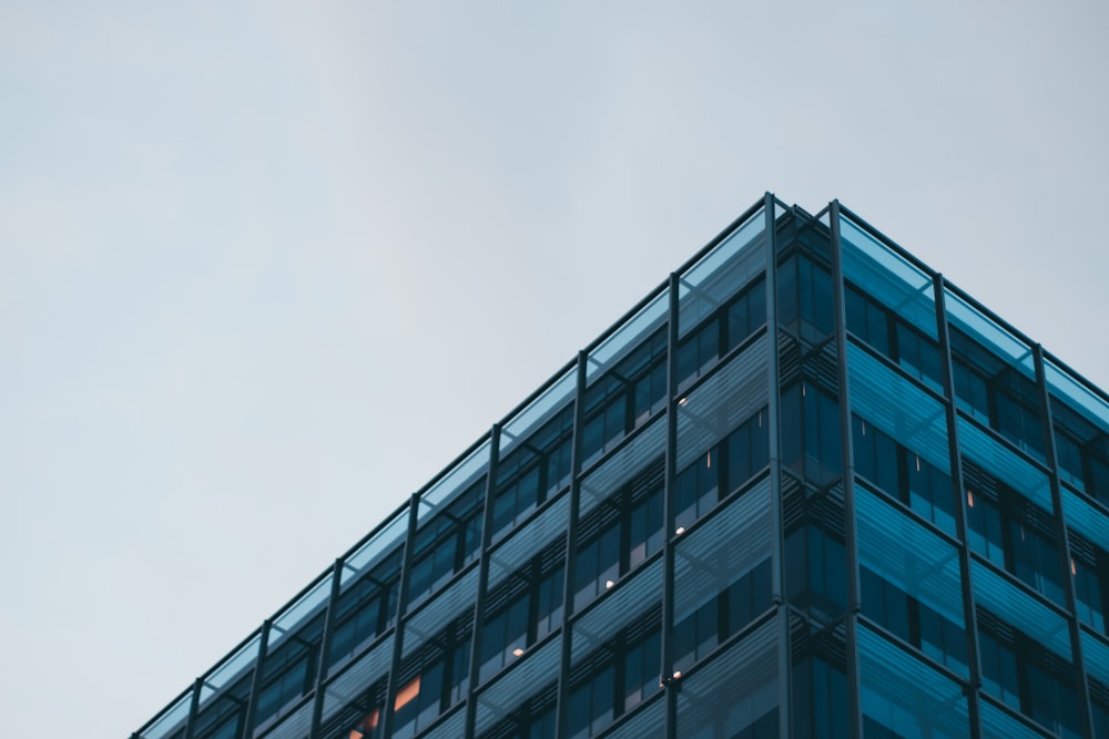 close-up photography curtain wall building