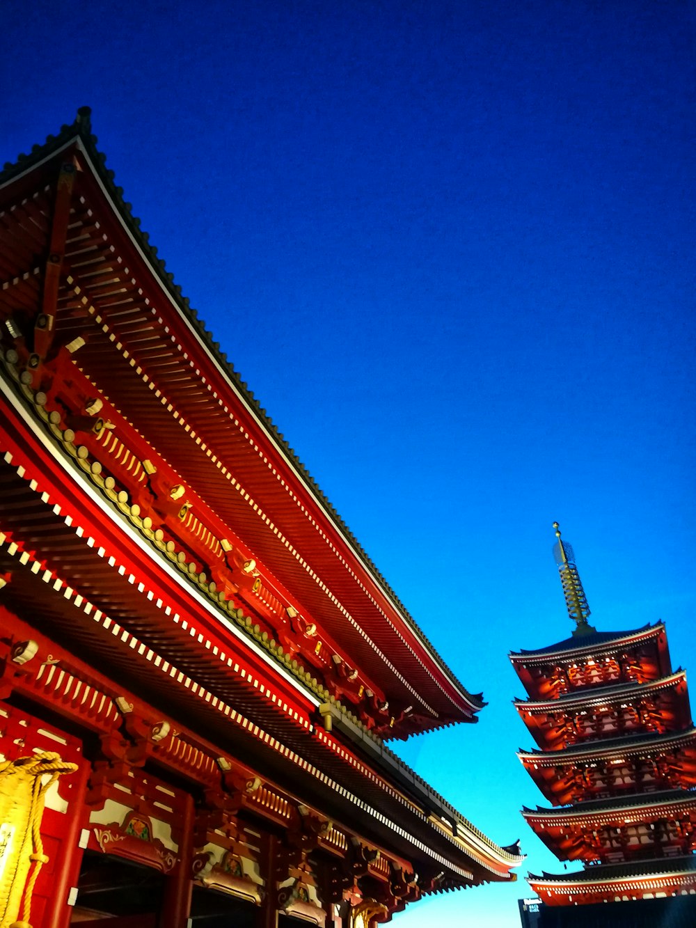 architectural photo of a temple in Asakusa at dusk