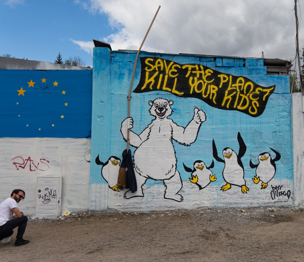 group of penguins graffiti