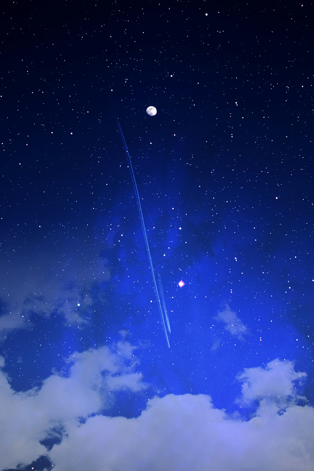 dipinto di una cometa e cieli stellati