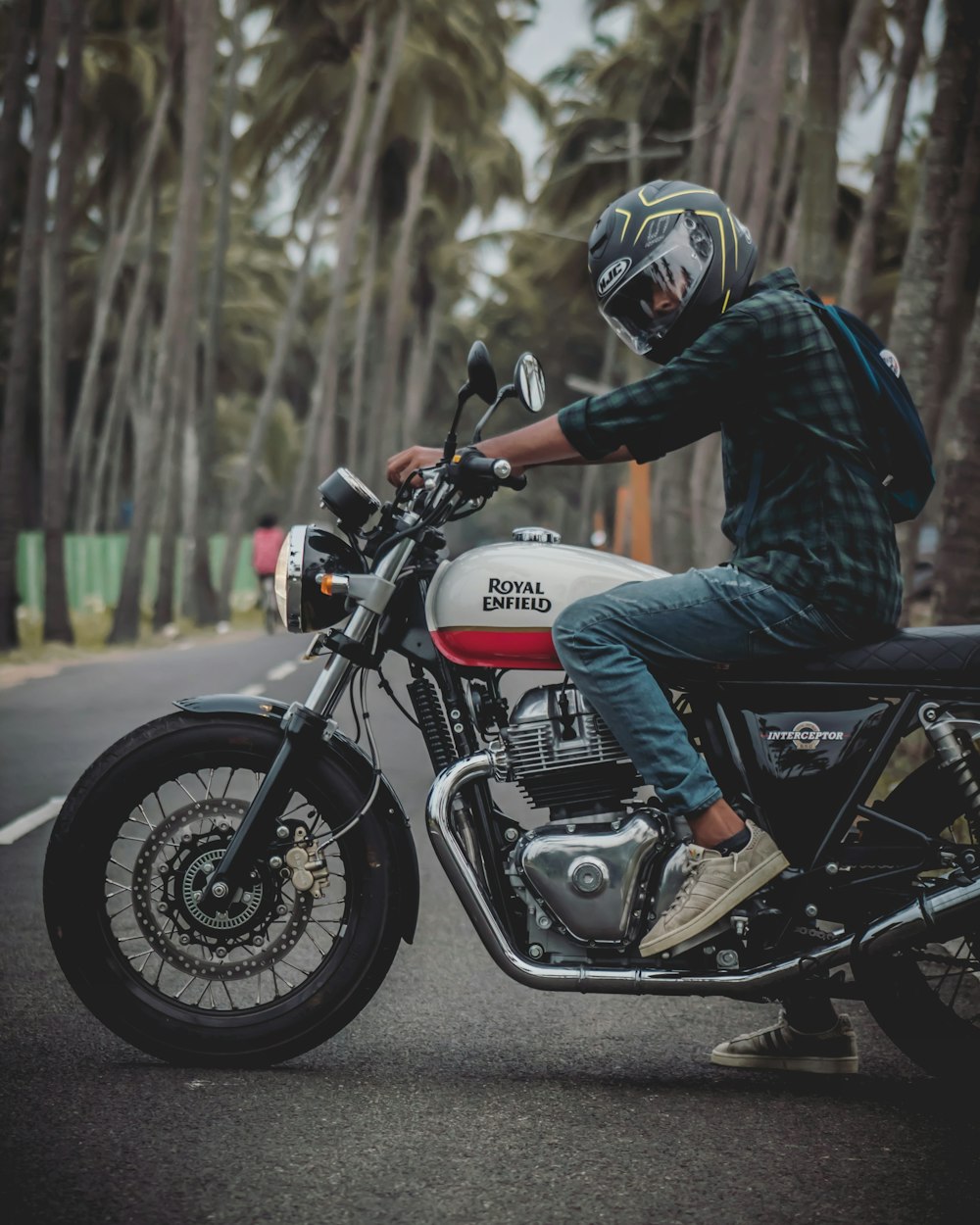 man on Royal Enfield motorcycle