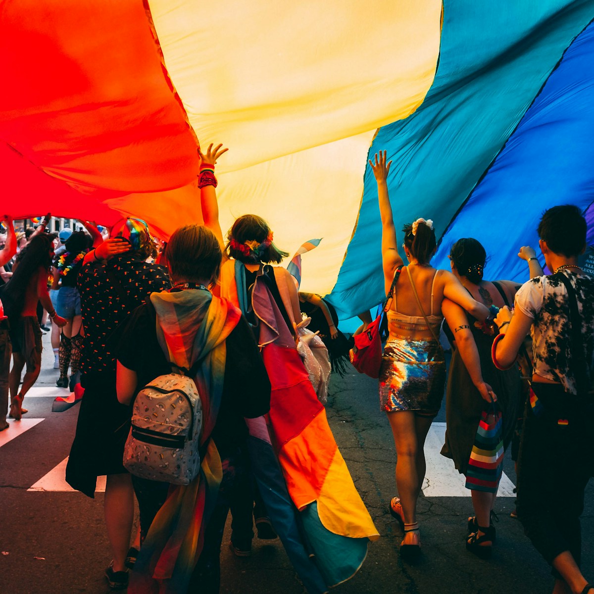 group of people under garment