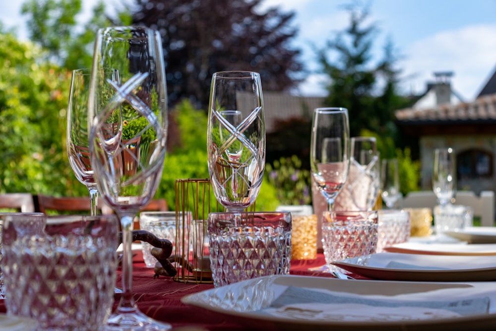 wine glasses on table